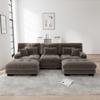 Luxurious Modular Corner Sofa - Oversized U-Shaped Cloud Couch for Living Room, Deep Seat Convertible Sofa Bed with Ottoman, Chenille Brown