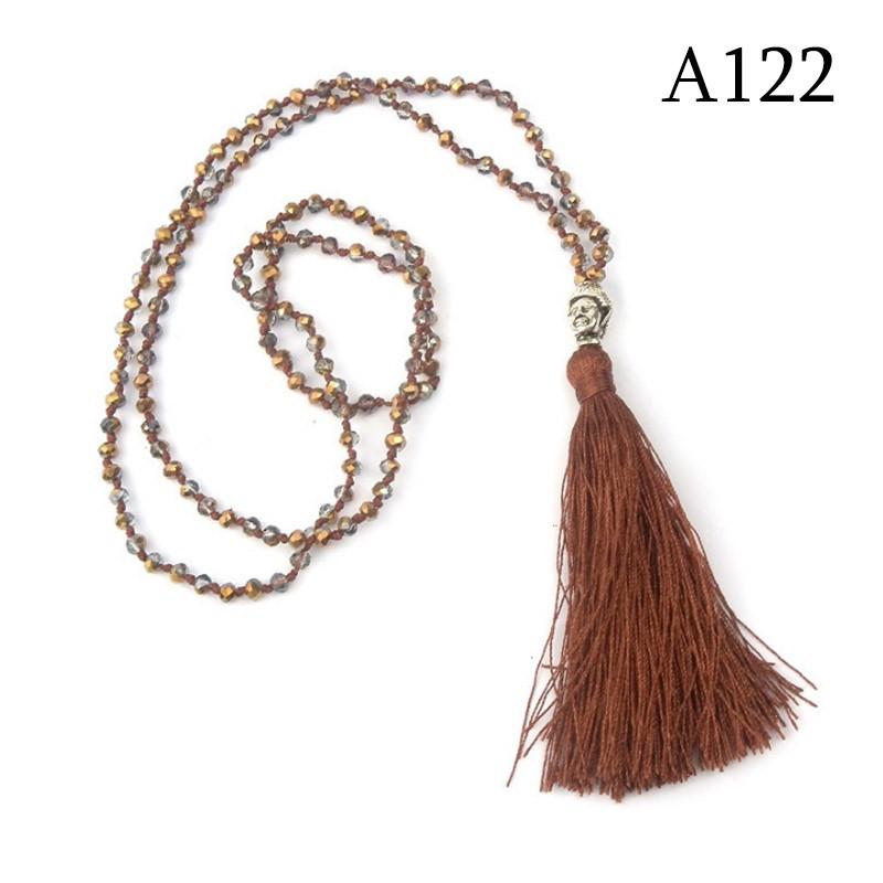 Привет кристалл из бисера голова Будды кулон с кисточками длинное ожерелье в стиле бохо