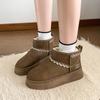 Мода 2024 Зимние Теплые Женские Ботильоны Снежные Ботинки Износостойкие Круглый Носок Плоская Подошва Повседневные Удобные Женские Черные Ботинки Botines Mujer