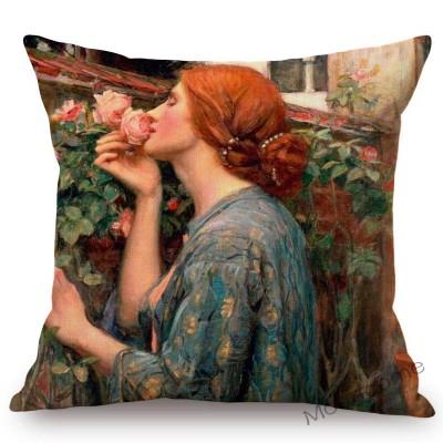 Aestheticism Master John Waterhouse Ancient Greek Myths Goddess Oil Painting Sofa Pillow Case Young Girls Linen Cushion Cover