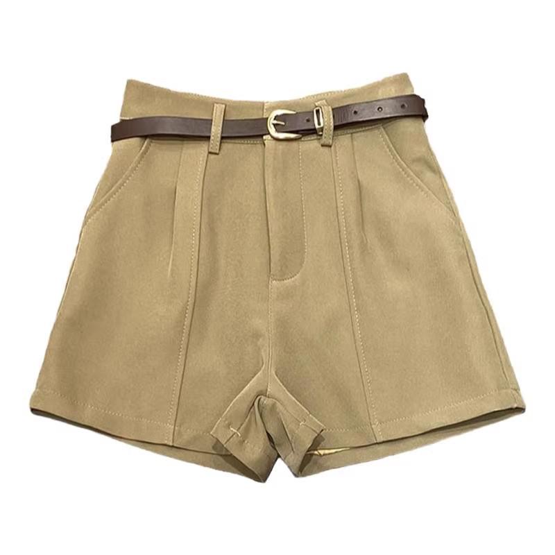 Лето 2025 Корейский стиль Ретро Шорты женские повседневные А-силуэта с высокой талией и широкими штанинами