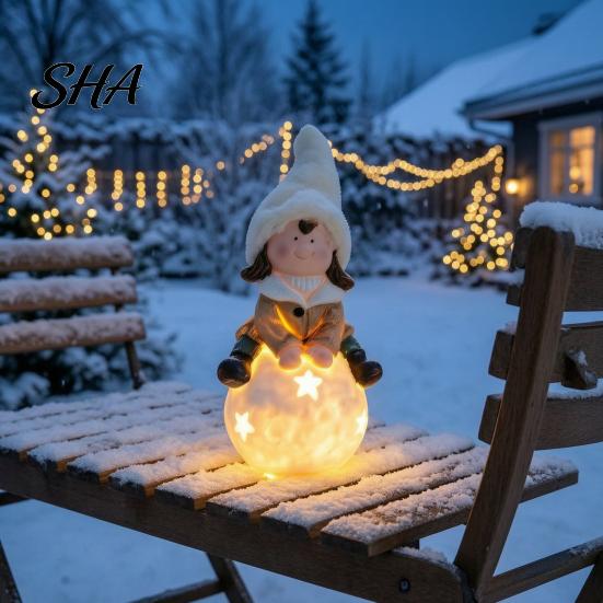 Glowing Tabletop Decorations Christmas Luminous Ornament, Durable Resin with Warm LED Light Design, Entryway Decor Add Holiday Festive Atmosphere
