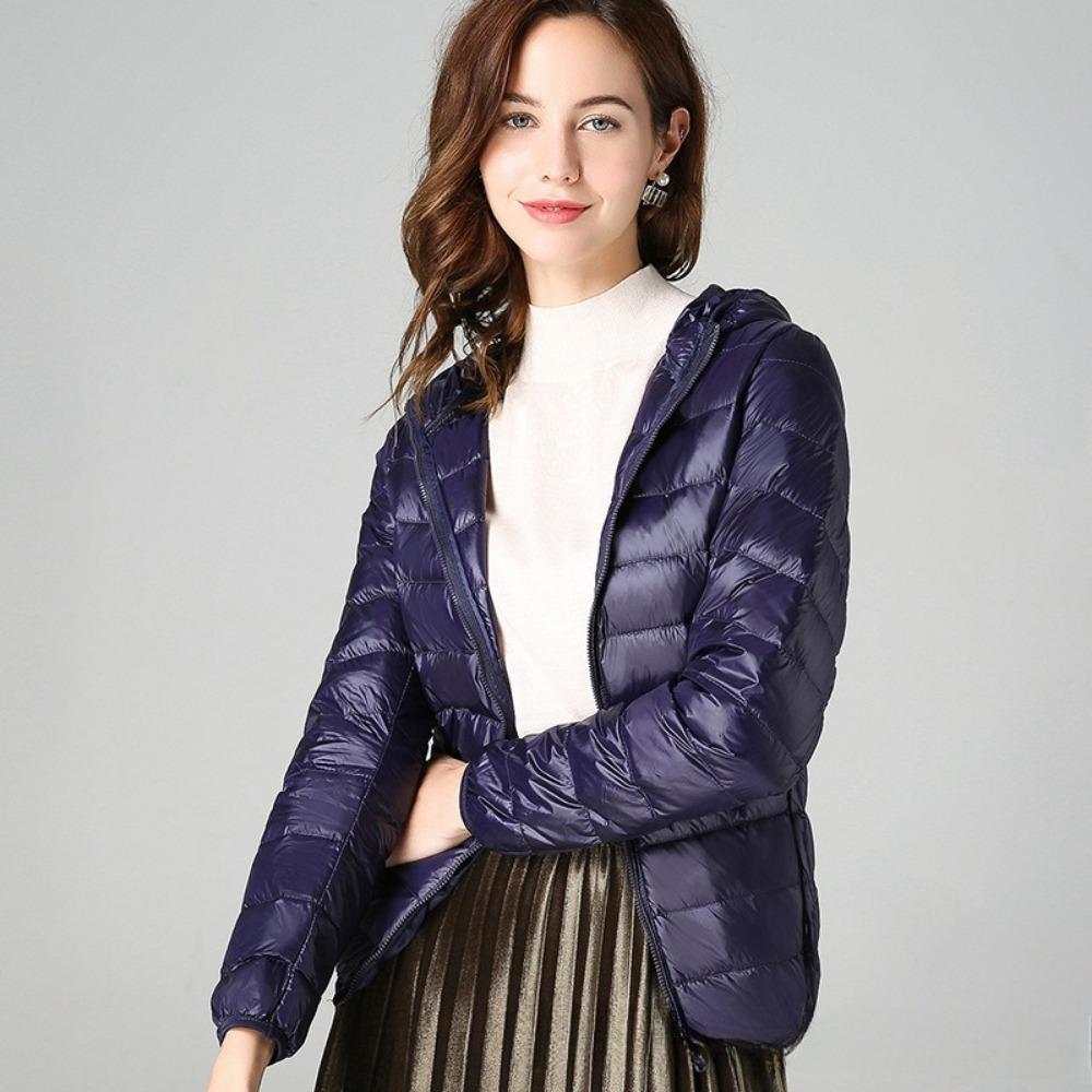 Женская осенняя куртка на белом утином пуху, ветрозащитное пальто с капюшоном, теплая повседневная зимняя M-5XL