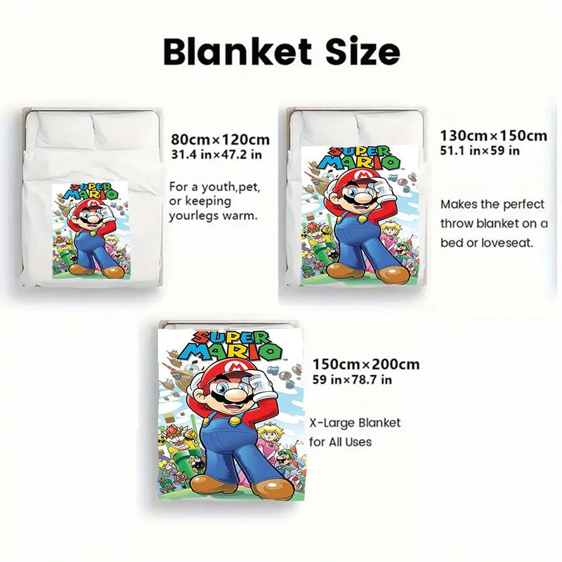 Super Mario Inspired Flannel Blanket Warm Cozy Throw Ideal Gift for Game Fans Kids Friends THW