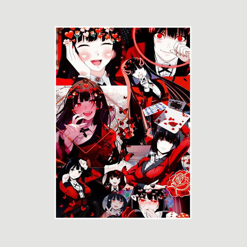 Винтажная белая бумага Kakegurui Плакаты Японское аниме Ретро-постеры и принты Художественная живопись Домашнее украшение Фреска Спальня Кафе Декор