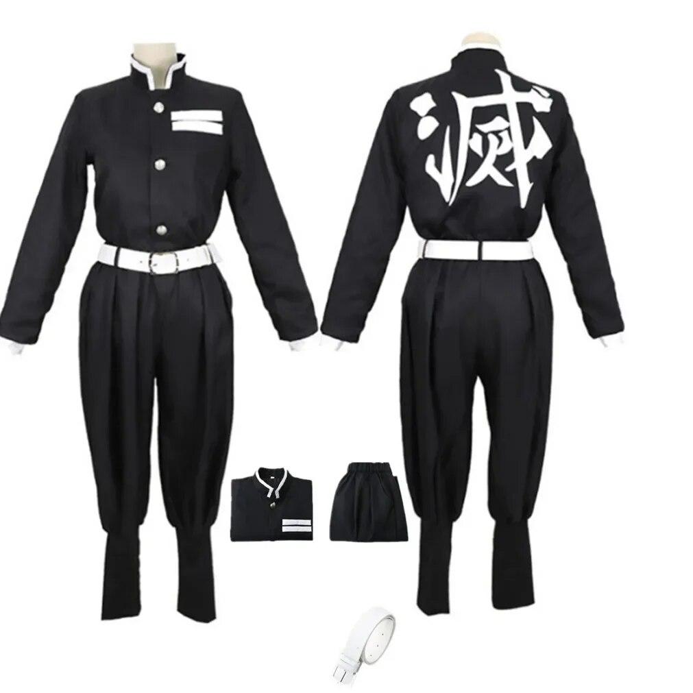 Костюм для косплея Demon Slayers Kimetsu No Yaiba, верхняя куртка, брюки, черная командная форма, одежда унисекс на Хэллоуин
