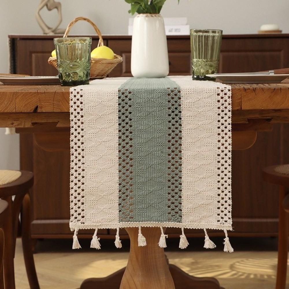 Soft Bohemian Table Flag Rustic Style Macrame Table Mat Knitted Cover Cloth Festivals Decoration