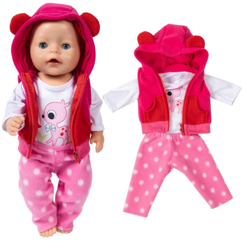 Костюмы для кукол 18 дюймов 45 см Baby Reborn, милые комбинезоны, одежда для новорожденных, комплект из куртки и брюк, подарки для детей