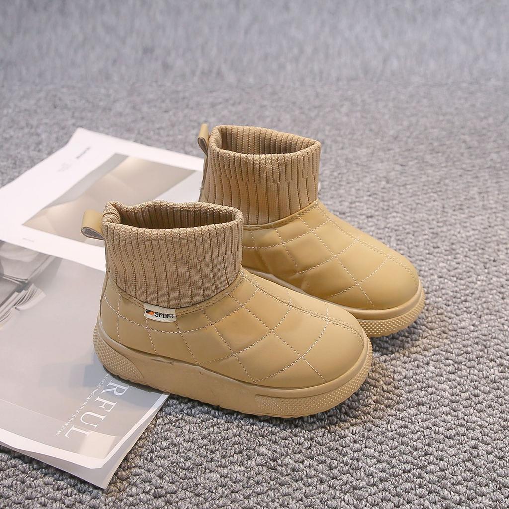 Девочки зимние сапоги 2025 зима новая мода мальчики бархатные короткие сапоги термо две хлопковые туфли детские носки сапоги тренд