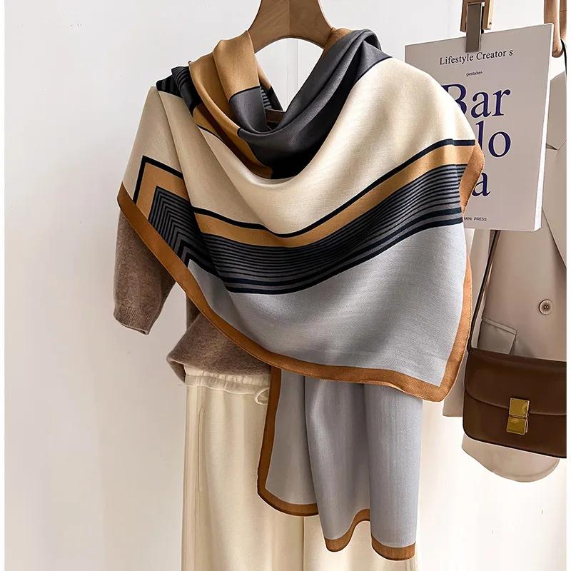 Luxury Brand Scarf Wool Cotton Shawl Lady Wrap Large Pashmina Hijab Headband Scarves Autumn Winter Bufanda Foulard Beach Stoles