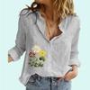 Женская модная рубашка с цветочным принтом, женская весенне-осенняя рубашка на пуговицах с длинными рукавами, женские льняные блузки с длинными рукавами