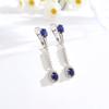 Luxury Rare September Birthstone Gemstone Natural Glass Filled Sapphire Long Earrings S925 Silver Elegant Mystery Gift for Women