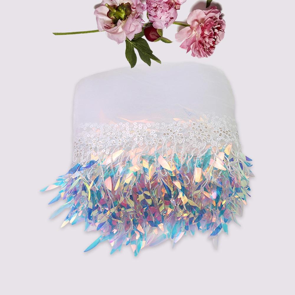10 Yards Sequin Fabric Mesh Fringe Trim 6 Inches Tassel Fringe Lace Trim Ribbon  Home Accessory