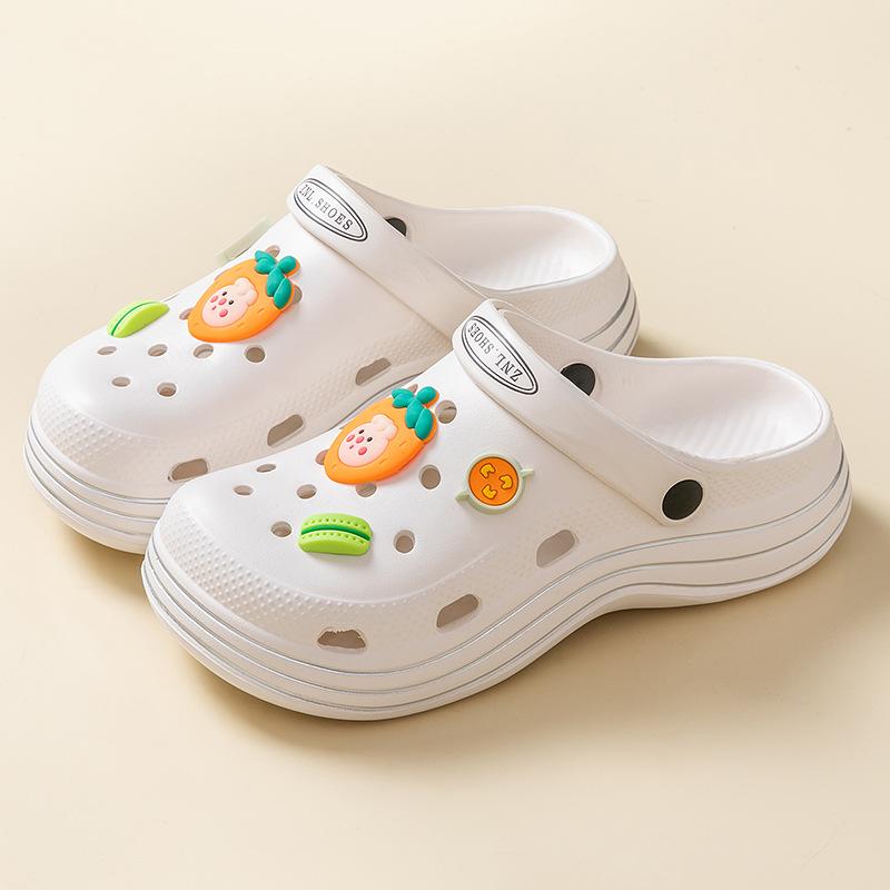 Повседневная обувь с отверстиями, женская летняя милая мультяшная верхняя одежда своими руками, модная сумка, головной убор, две вещи, на толстой подошве, классные тапочки