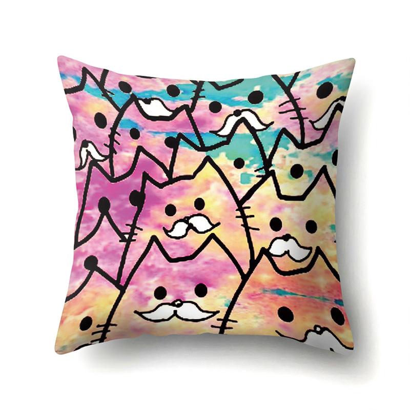 Полиэстеровая наволочка с мультяшным принтом животного, бархатная наволочка из персиковой кожи, наволочка на поясничную подушку, чехол для поясничной подушки для автомобиля