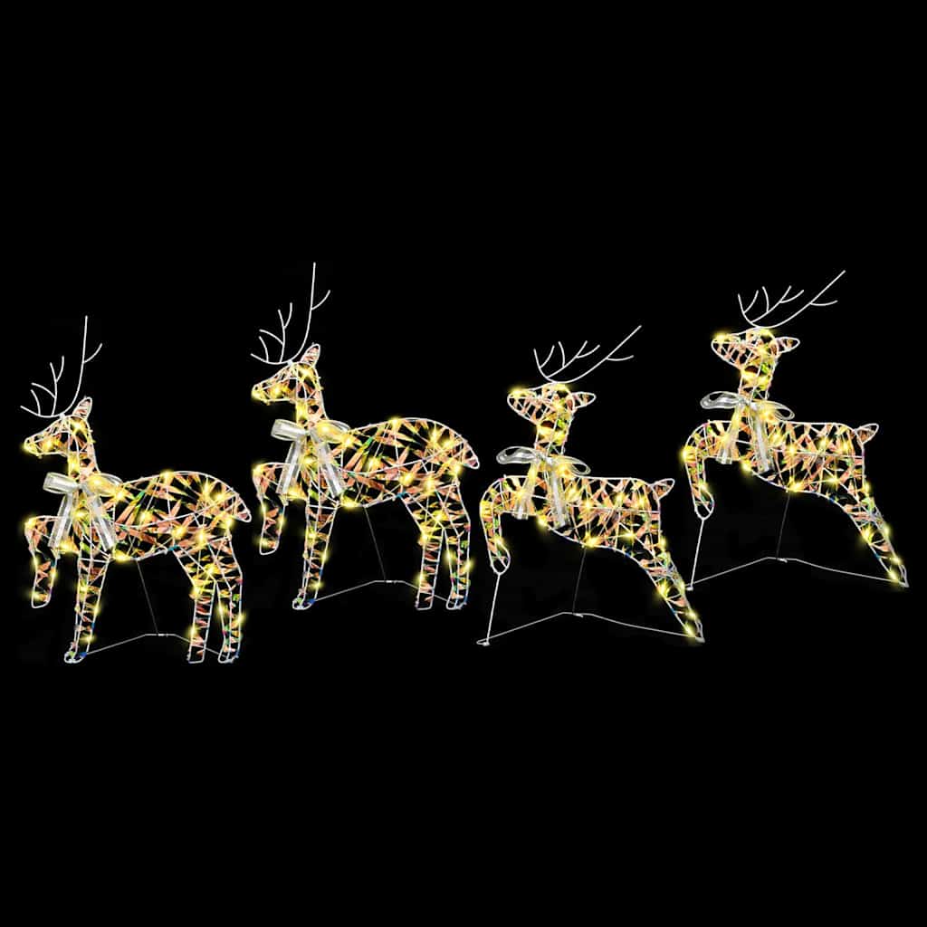 LED Reindeer 4 pcs. 80 LEDs Multicolor 44 x 18 x 65.5 cm PET