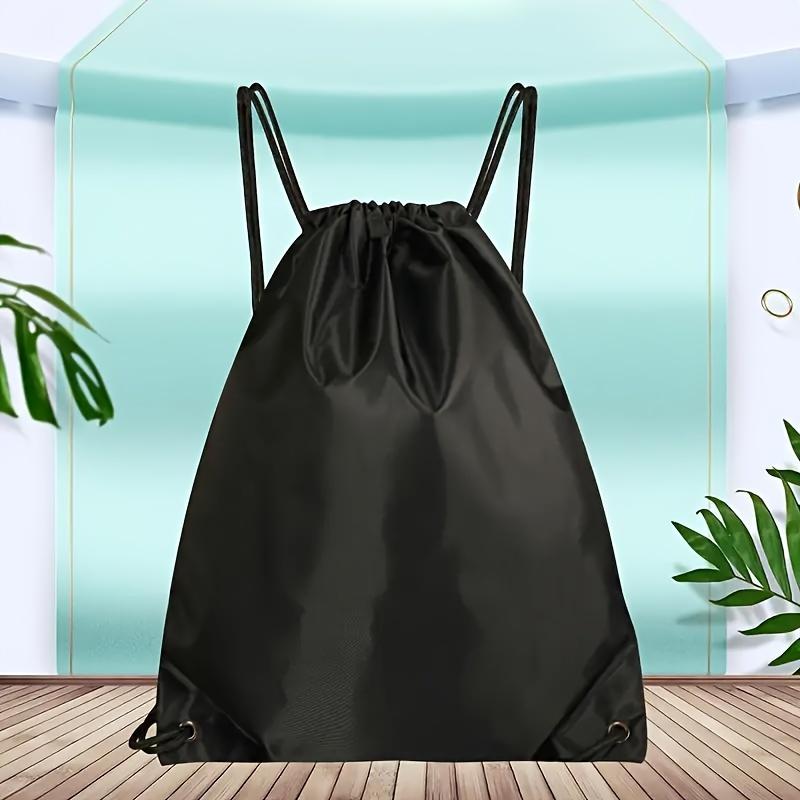 1pc Drawstring Backpack Black Gym Bulk Strapped Handbag Backpack Drawstring Backpack, Black