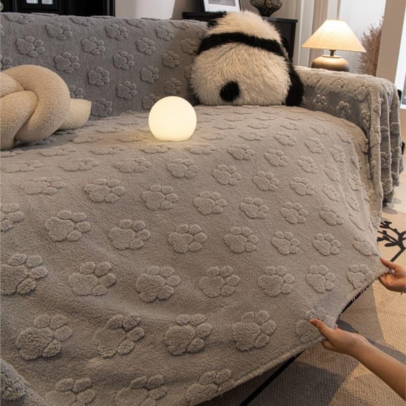 Funda Sofa Living Room Footprint Jacquard Толстый теплый диванный плед Зимний чехол Sherpa для кемпинга и пикника