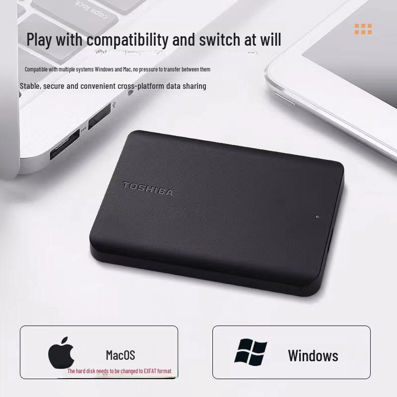 Мобильный жесткий диск Toshiba 1 ТБ/2 ТБ A5 черного цвета, USB 3.2, 2,5", совместимый с Mac, тонкий и легкий