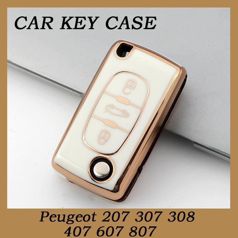 Модный ТПУ Чехол-Крышка для Ключа Автомобиля Для Peugeot 207 307 308 407 607 807 Защищенный Брелок