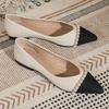 Fashion Splicing Color Pearl Pointed Toe Woman Flats Promotion Spring and Autumn Chic Point Comfortable Elegant Slip-on Shoes for Women