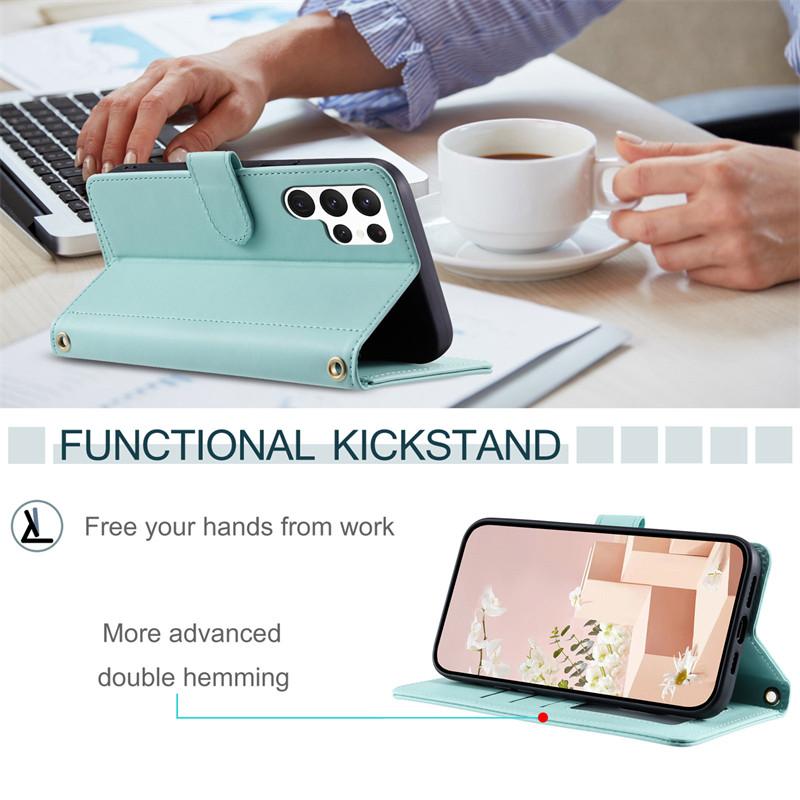 Чехол-кошелек из кожи в клетку для Samsung Galaxy S24 S23 S22 S21 S20 FE S10 Note 20 Ultra 10 Plus 9 8, раскладной чехол-книжка со шнурком