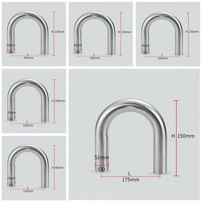 U-образная труба из нержавеющей стали 304, труба 180 градусов, 51 мм