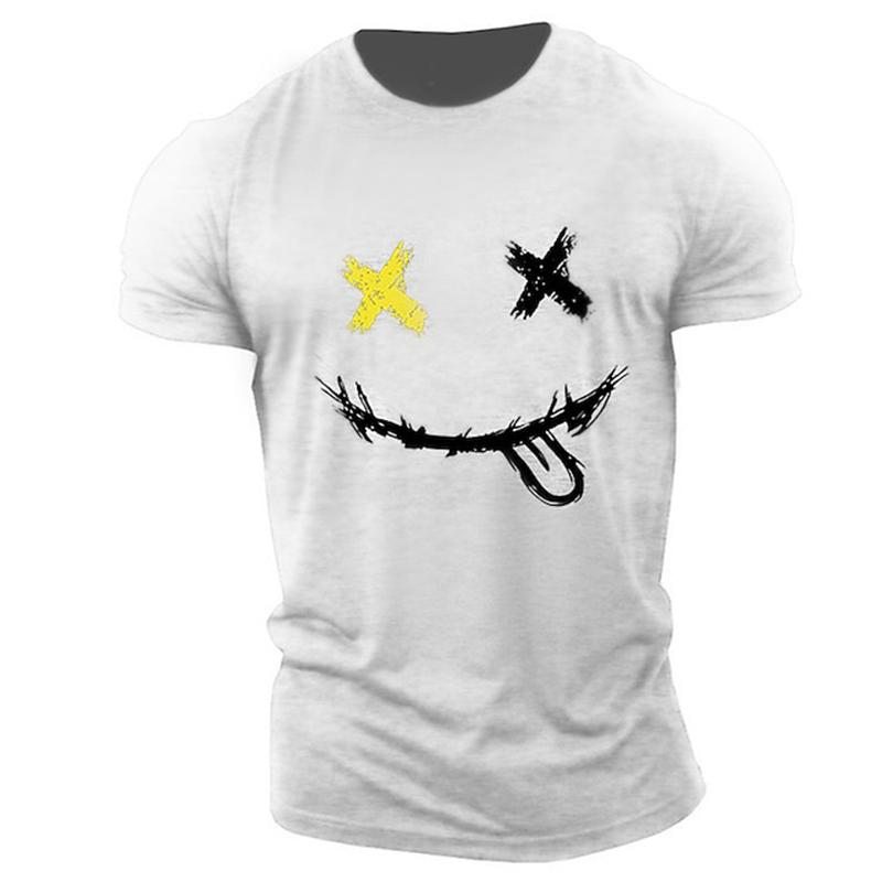 2023 Новая мужская футболка с принтом в виде 3D-принта Vicious Smiley с коротким рукавом и индивидуальным дизайном, футболка большого размера для уличного спорта