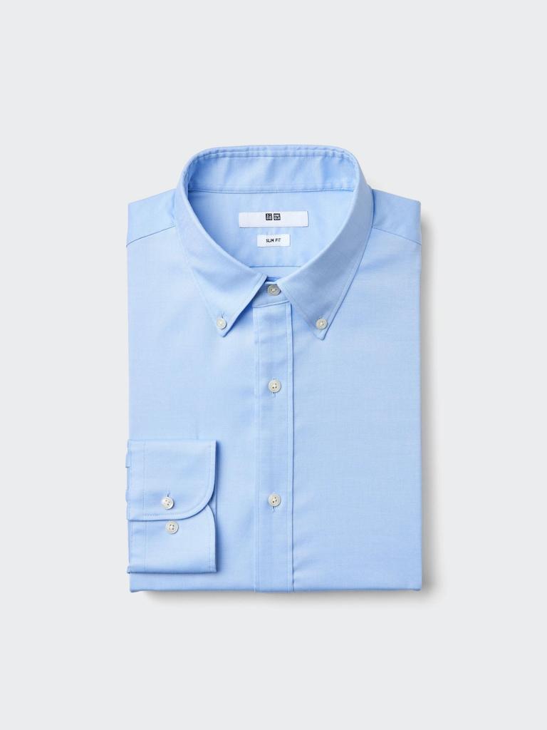 Uniqlo Япония Тонкая Оксфордская Рубашка Slim На Пуговицах Без Кармана