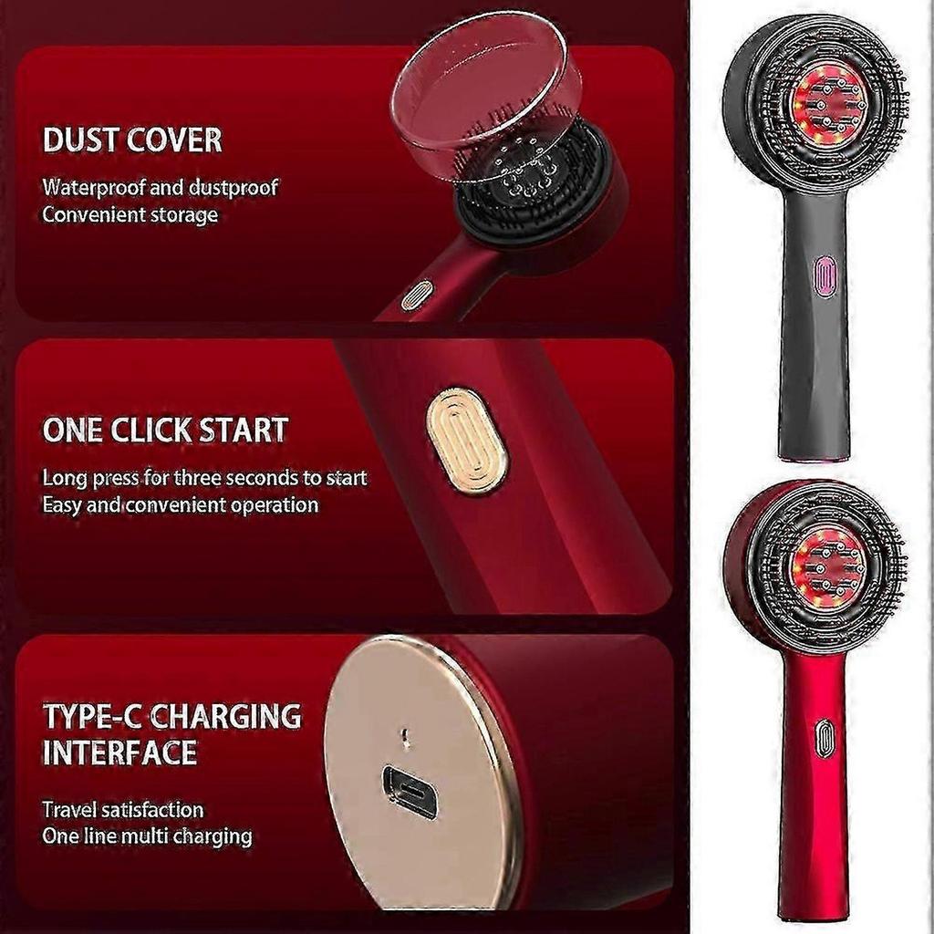 Red Light Hair Massager Multipurpose Scalp Massaging Brush with Red Light Oil Applicator for Men Women