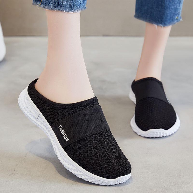 Women's Shoes Summer Slipper Half Slipper Breathable Comfortable Mesh Surface Indoor Home Casual Shoes Women Sneakers