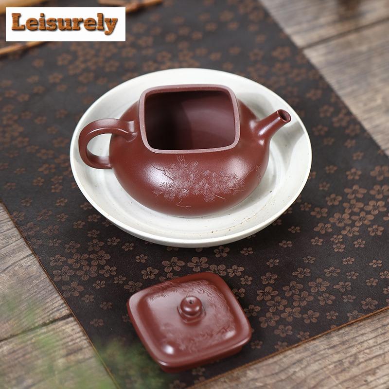 260 мл Винтажный чайник из фиолетовой глины Исин, ручной работы, горшок из соснового дерева, чайник из необработанной руды, фиолетовый глиняный чайник, китайский чайный сервиз «Цзыша», столовые приборы