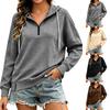 Женская толстовка с капюшоном на молнии, с V-образным вырезом и длинным рукавом