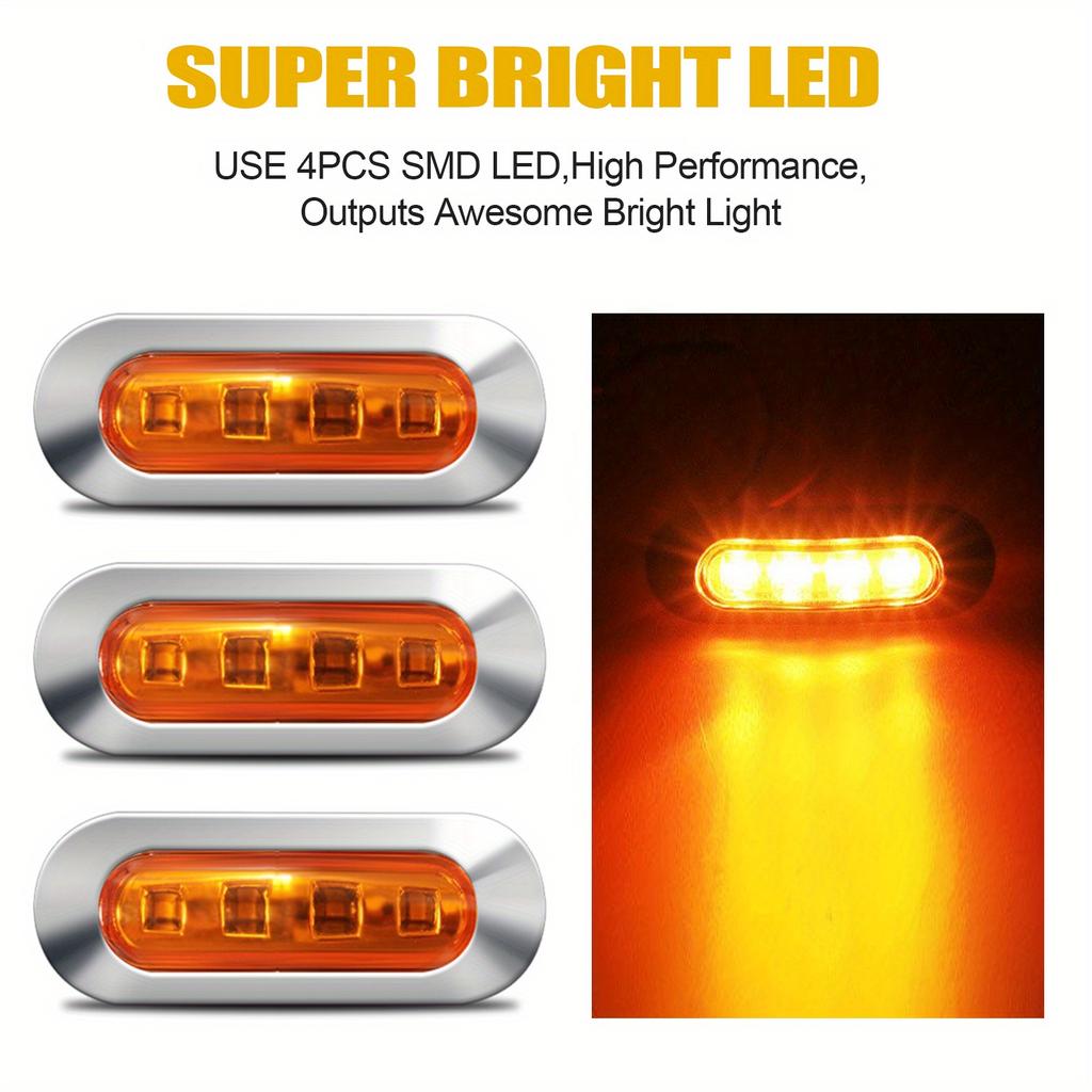 10PCS 12-24V New LED Side Marker Indicator Lights Car Clearance Lamp Boat Navigation Light 7