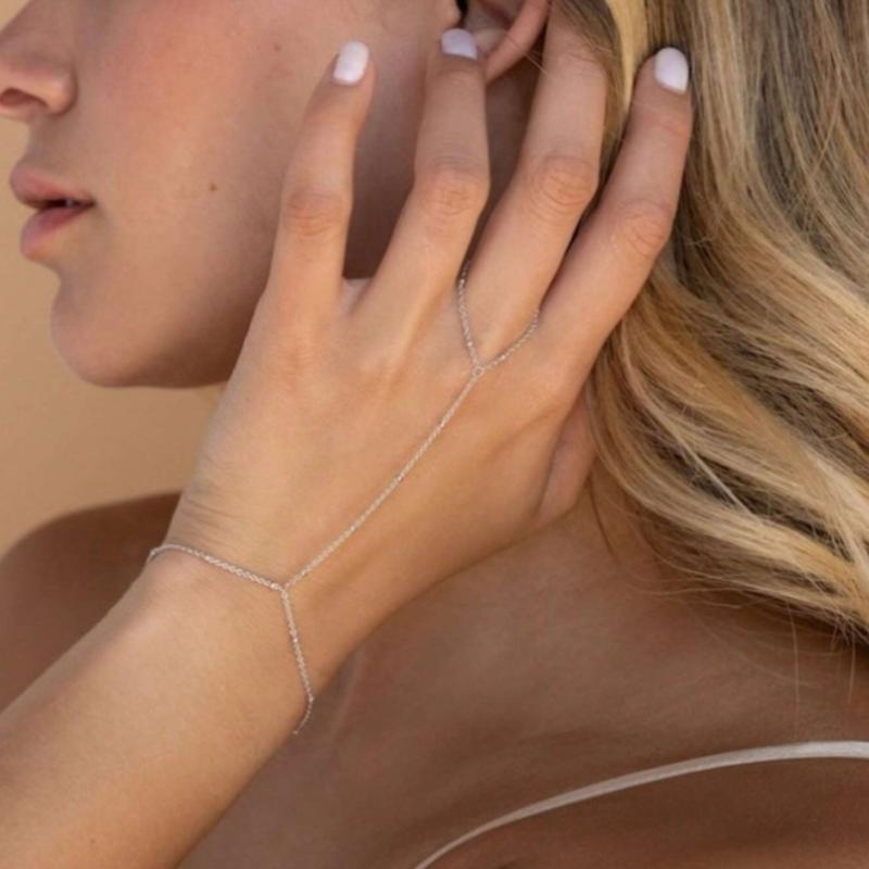 Минималистичные тонкие цепочки, соединенные кольцами для пальцев, браслеты для женщин, многослойные винтажные браслеты-звенья с шариками, элегантные украшения для вечеринок