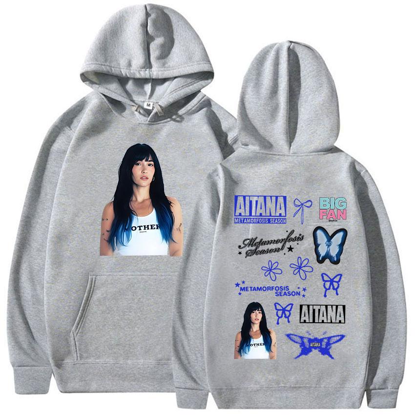 Худи с принтом из мерча Aitana Metamorfosis Season Tour Унисекс Высококачественная одежда Оверсайз Толстовка Винтажная Мода Флисовое худи
