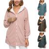 Women's Fashion Casual Solid Hooded Zipper Lamb Fleece Coat Cardigan Sweater