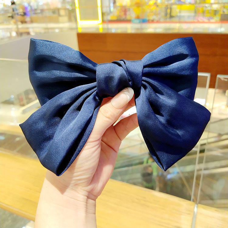 Korean Red Satin Bow Hairpin for Girls - Duckbill Clip Hair Accessory