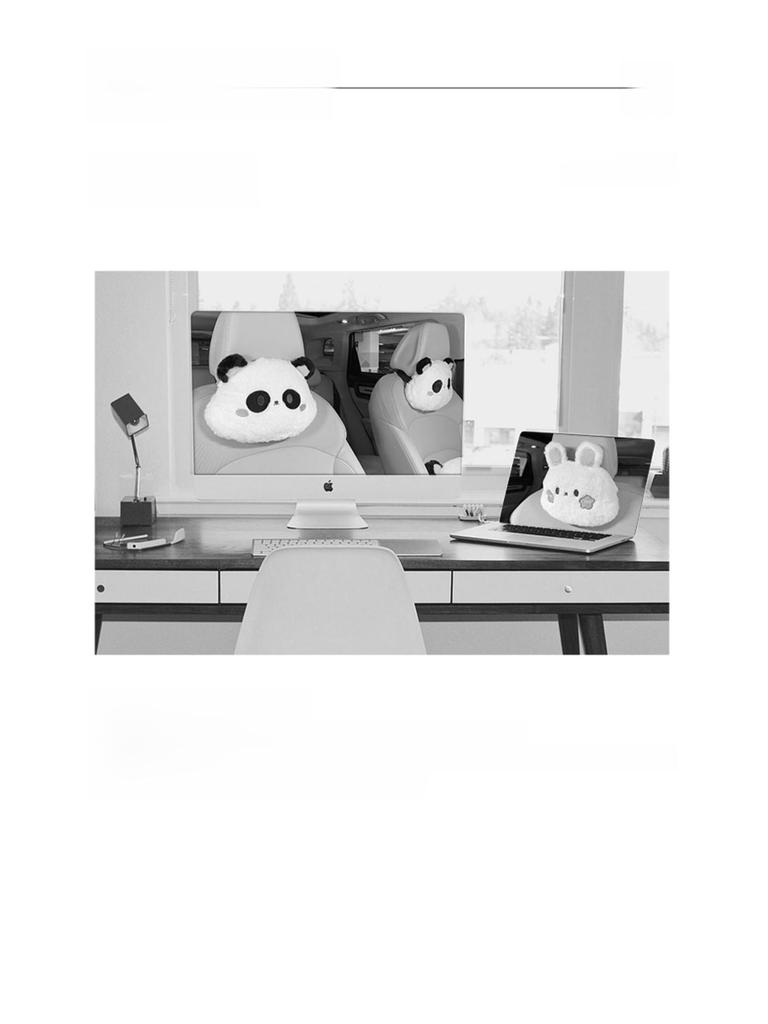 Summer Plush Car Headrest Neck Pillow Pair - Cute Cartoon Design, for All Seasons, Universal Fit for Females.