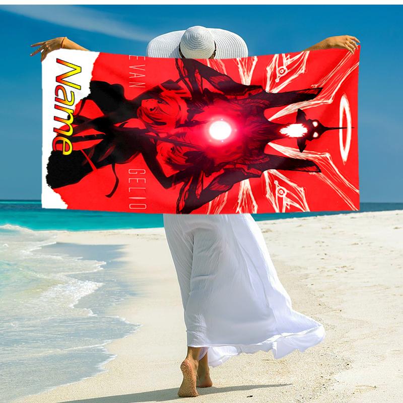 Personalized customized proof beach towel with Neon Genesis Evangelion pattern - soft, absorbent,quick-drying,perfect swimming,camping&bathing