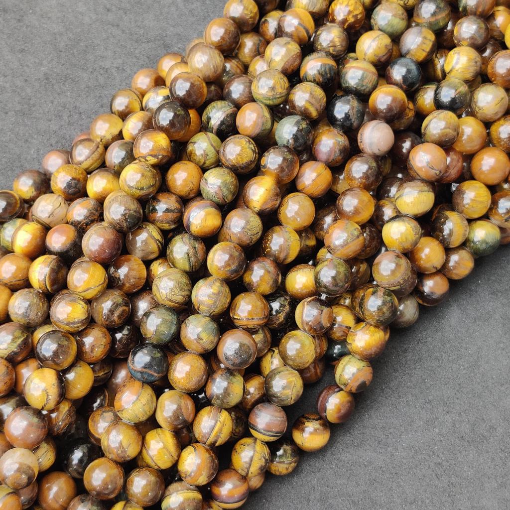Круглые бусины из натурального золотого тигрового глаза, свободные бусины из целебных драгоценных камней, изготовление ювелирных изделий своими руками для браслета и ожерелья, размер 6 мм, 8 мм, 10 мм.