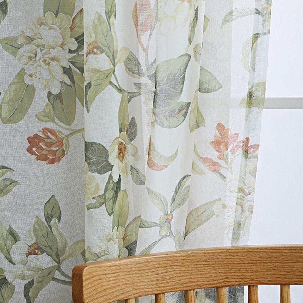 Романтичные прозрачные шторы Груша Цветок Хлопок Льняные шторы Цветочный цветочный принт Шторы для спальни
