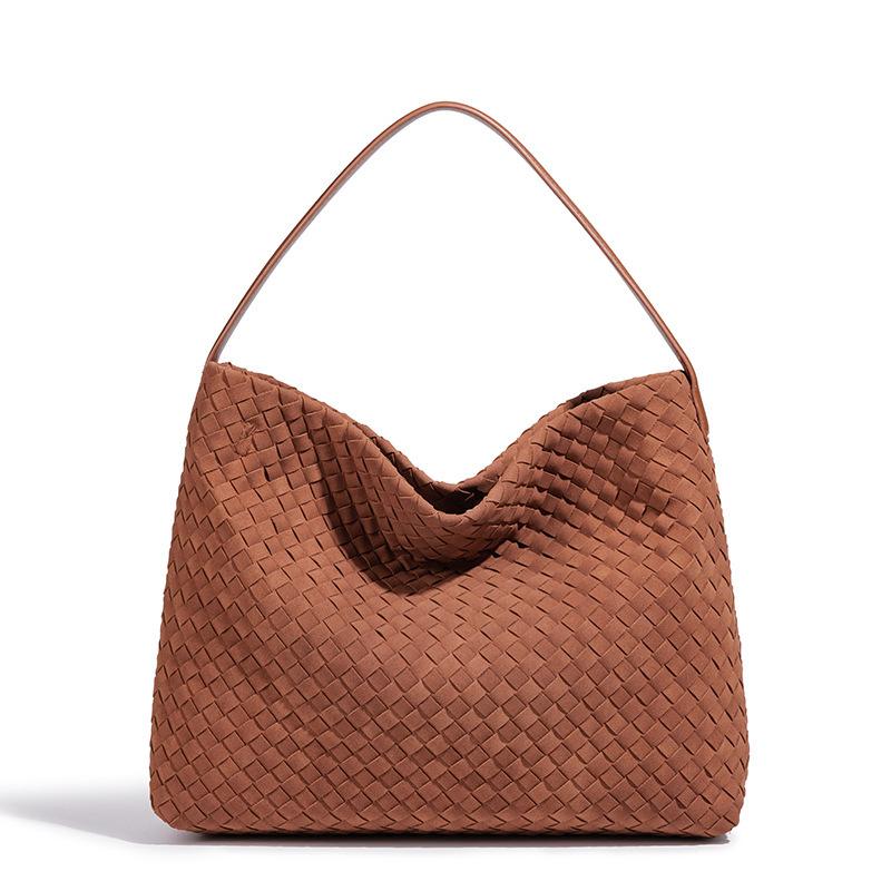 Portable Woven Tote Large Capacity Hand Carry Shoulder Bucket Bag Woven Tote Bag