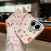 For iPhone 16 15 Pro Max 14 Pro 13 12 11 Case Bowknot Floral Print Slim TPU Leather Texture Soft Matte Shockproof Phone Cover