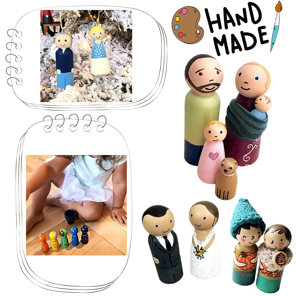 50pcs Unfinished Wooden Peg Doll DIY Arts Painting Natural Wood Peg People 4 Sizes Wooden Doll Bodies Figures Crafts Decorative