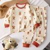 Kids Boys Girls Warm Pajamas Cute Cartoon Long Sleeve T-Shirt + Pants Toddler Baby Autumn Underwear Clothing Sets