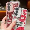 Красный узор губ прозрачный тонкий чехол для телефона Samsung S25 Ultra S24 FE S23 Plus A56 A36 A16 A55 A15 защитная пленка для объектива противоударный мягкий силиконовый чехол