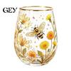 Wine Glass Without Stem Hummingbird Morning Cup, 18oz Floral Garden Tea for Nature Themed Cup Coffee Juice Wine, Hand Painted Art Decor Gift
