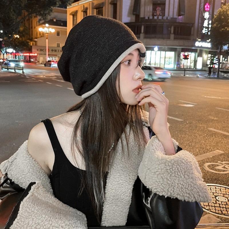 Осенне-зимние шапки, женские универсальные вязаные шапки из шерсти, с защитой ушей, теплая шапка, маленькие и модные шапки-бини