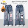 Флисовые джинсы Kuromi, Широкие брюки Cinnamonroll, Детские брюки My Melody для осени/зимы